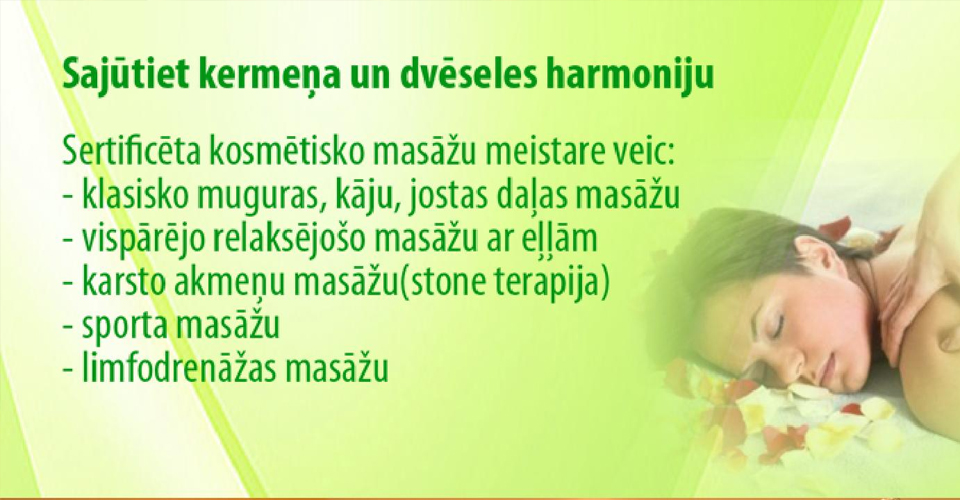 Masāžas pakalpojumi SportHotel viesnīcā